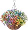 Artificial Pansies Fake Hanging Plants Flowers Basket for Outdoor Outside Decoration, 12 pcs Silk Pansy UV Resistant Look Real Colorful Faux Flowers for Home Porch Yard Patio Balcony Garden Arch Party